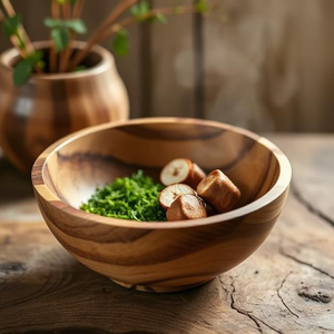 Bols de service en bois élégants et légers Finition durable et lisse pour les collations de riz à soupe de salade - Product Image 5