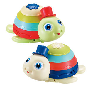 6 pièces/boîte Jouet tortue de dessin animé pour bébé avec lumière et musique, à inertie, pour nourrissons de 6 mois et plus - Product Image 1