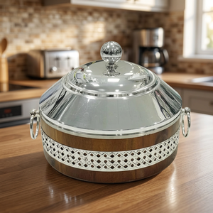 Casserole moderne de luxe en acier inoxydable avec finition bois, revêtement céramique antiadhésif, compatible avec les plaques à induction - Product Image 3