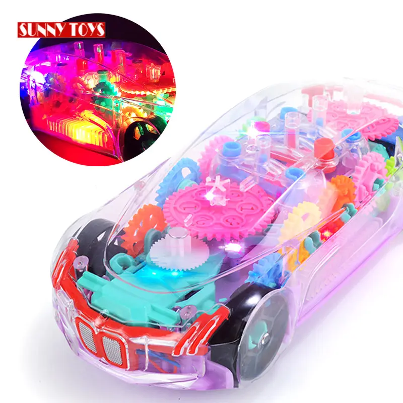 diy assembly transparent racing track universal car electric universal obstacle gear concept car toy with music light