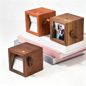 Flip Photo <b>Box</b> Wooden Couple Mother's Day Gift - Custom Glowing Hand-Crank Flip Photo Book Camera <b>Memorial</b> <b>Keepsake</b> Gift - Product Image 1