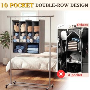 Organizador de armario colgante con 10 compartimentos de tela no tejida para organizar la ropa del dormitorio - Product Image 3