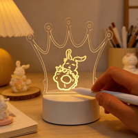 Veilleuse Créative de Chevet, Lampe de Bureau LED avec Tableau à Notes, Lampe de Nuit 3D, Éclairage LED RGB Connecté pour Maison Intelligente