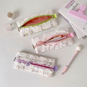 Simple Cosmetic Storage Bags Student Women School Office Makeup Lace Pencil <b>Case</b> Pouch - Product Image 4