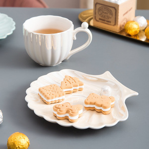 Tazze e piattini in ceramica a forma di conchiglia di perle all'ingrosso set da caffè e tè per matrimoni - Product Image 6