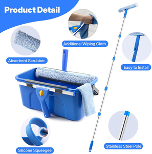 Ensemble d'outils de nettoyage de vitres ESD 12L <span class=keywords><strong>avec</strong></span> seau, raclette en plastique, chiffon en microfibre et <span class=keywords><strong>manche</strong></span> <span class=keywords><strong>télescopique</strong></span> - Product Image 5