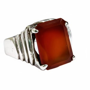 แหวนเงินแท้ 925 สำหรับผู้ชาย ขายส่ง แหวนพลอยออนิกซ์สีแดงธรรมชาติ ของขวัญวันเกิดประจำเดือนธันวาคม - Product Image 1