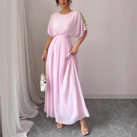 Robe longue en mousseline de soie élégante de style vintage français avec bordure en dentelle - Manches bouffantes - Coupe évasée - Robe de qualité supérieure OEM