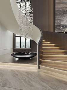 Tuiles d'escalier en spirale <span class=keywords><strong>de</strong></span> marbre <span class=keywords><strong>de</strong></span> veine verte pour l'immobilier haut <span class=keywords><strong>de</strong></span> gamme - Product Image 4