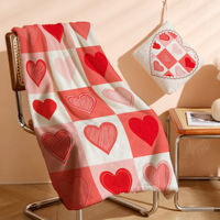Couverture de sieste de bureau en flanelle épaisse toutes saisons, personnalisable, moderne, à motif imprimé en forme de cœur, thème cerise de dessin animé pour la Saint-Valentin