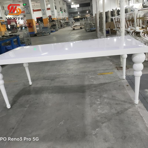 Mesa de comedor rectangular superior blanca de alta calidad, superventas, suave, mesa de boda de acero inoxidable - Product Image 2