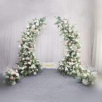 Équipements de terrain de jeux intérieur/extérieur KCFA, arche rose en forme de corne, fleurs artificielles pour mariage, arche à vendre