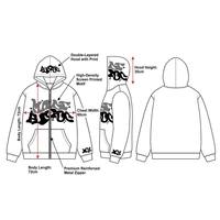 Felpa con Cappuccio Invernale Unisex Pesante con Zip, Ricamata, Oversize, Stile Streetwear, OEM ODM