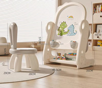 VSUCH Jouet à dessiner en forme de dinosaure mignon Planche à dessin magnétique sans poussière pour bébé 67 cm-79 cm Hauteur réglable Panier de rangement en plastique