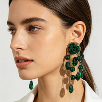 Boucles d'oreilles pendantes rondes multicouches en acrylique pour femme, style bohème vintage, longues, audacieuses, bijoux de fête, cadeau
