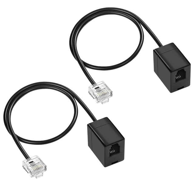 2-Pack RJ11 Phone Jack RJ45 Ethernet Converter Cable 8P4C Male 6P4C Female Telephone Adapter Wire Consumer Electronics