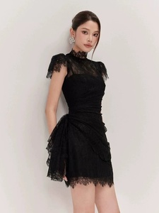 Shop Black Short Turtleneck Dress - Wholesale Available