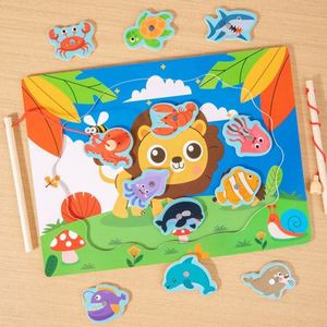 Jeu de pêche magnétique en bois pour enfants, créatif et écologique, sur le thème des créatures marines - Product Image 5
