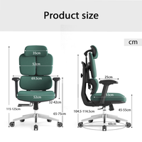 Chaise de bureau en mesh à dossier haut, chaise de bureau informatique avec support lombaire, appui-tête réglable, accoudoirs 6D, chaise de direction pivotante