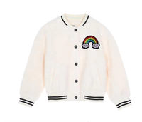 Chaqueta de Béisbol Desmontable con Lentejuelas para Niñas Pequeñas, Abrigo Universitario con Botones y Bolsillos Delanteros, Ropa Exterior Casual Urbana para Niños