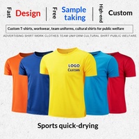 T-shirts en polyester imprimés transfrontaliers à séchage rapide, col rond, manches courtes, coupe ample, promotionnels, pour vêtements de travail culturels et électionnels