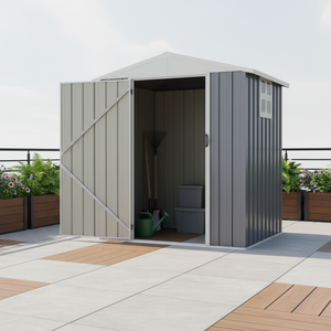 Caseta de Almacenamiento Multiusos para Jardín EG0604-H160-H, Caseta Metálica para Exteriores con Ventana, Caseta de Almacenamiento para Patio Trasero - Product Image 2