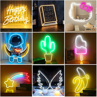 Enseigne de personnage néon LED personnalisée 'Happy Birthday' panneau de fond publicitaire lumineux acrylique matériel DC Power 1 an de garantie