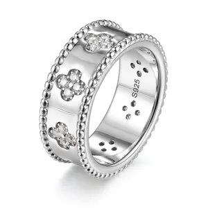 Young fashionable round flower ring ladies wear 925 sterling silver ring jewelry custom personalized ring jewelry