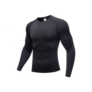 T-shirt Sportiva a Maniche Lunghe da <span class=keywords><strong>Uomo</strong></span> ad Alta Elasticità per Fitness, Maglietta a Compressione Aderente da Allenamento Traspirante ad Asciugatura Rapida per Palestra in Tinta Unita - Product Image 4