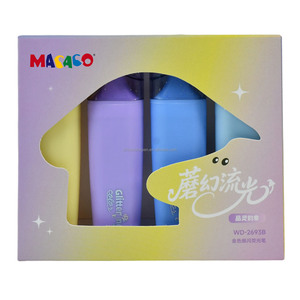 Ensemble de stylos surligneurs pastel scintillants, 4 <span class=keywords><strong>couleurs</strong></span>, stylos fluorescents chatoyants pour enfants, bricolage artistique - Product Image 2