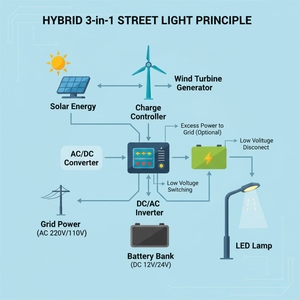 2025 yeni varış 150W All-in-One entegre güneş sokak ışık rüzgar güneş hibrid UN38.3 Certified sertifikalı IP66 SMD LED bahçe DC - Product Image 4