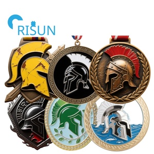 Venta al por mayor personalizado de <span class=keywords><strong>metal</strong></span> esmalte 3D único espartano casco medalla medallón medalla personalizada <span class=keywords><strong>Spartan</strong></span> Race Finisher medallas - Product Image 1