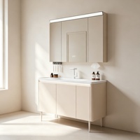 Meuble de salle de bain sur pied en aluminium nid d'abeille avec paniers extractibles