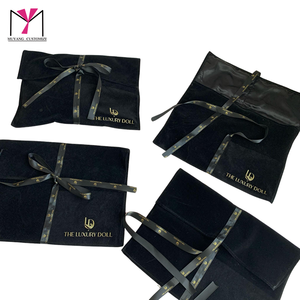 Bolsa de Regalo de Satén Negra con Logotipo Personalizado MUYANG, Bolsa de Terciopelo para Guardar Cabello - Product Image 3