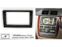 Kit d'adaptation pour autoradio, plaque d'installation pour tableau de bord, compatible avec Toyota Ipsum Picnic Avensis Verso, 9 pouces