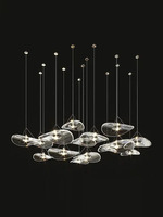 Lustre en verre d'art minimaliste Restaurant bar Loft Duplex Escalier Lotus Leaf Style Luminaires