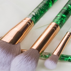 Jessup — pinceaux de <span class=keywords><strong>maquillage</strong></span> personnalisés à paillettes, 7 pièces, en Cristal, paillettes vertes, Kits - Product Image 3