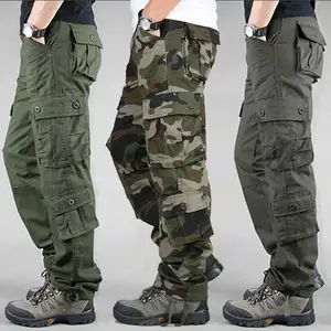 Outdoor Men Hiking Streetwear Camouflage Ripstop Slacks Trousers Quick Dry Cargo Tactical Pants Woven Straight Flat Front