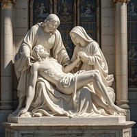 Chrétien Catholique Célèbre Grande Pierre Sculpter Jésus 14 Station Treizième Station Marbre Blanc Jésus Corps Vers Le Bas De La Croix Statue