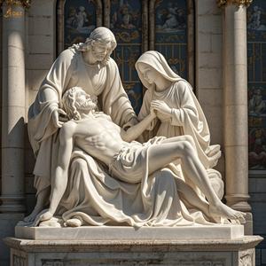 Cristiano católico famoso gran piedra tallada Jesús 14 estación decimotercera estación mármol blanco Jesús cuerpo abajo de la Cruz estatua - Product Image 6