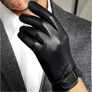 Guantes de Cuero Marrón para Hombre, Diseño Sencillo, Térmicos, para Uso Profesional, Estilo Invernal - Product Image 3