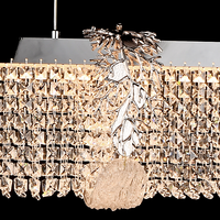 Lustre rectangulaire LED de luxe à pampilles et cristaux, longueur moyenne, pour salle à manger