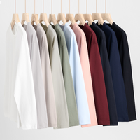 T-shirt à manches longues en coton pur blanc de 230 g, poids lourd, t-shirts personnalisés pour hommes, couleur unie, col rond, sous-vêtement de haute qualité