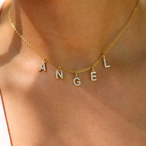 Accesorios de joyería Diy de moda, collar de cadena dorado sin deslustre de acero inoxidable, collar de 26 letras, regalos para mujeres - Product Image 1