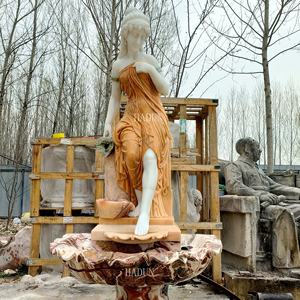Jardin extérieur marbre dame sculpture pierre cascade femme statue mur <span class=keywords><strong>fontaine</strong></span> d'eau - Product Image 6