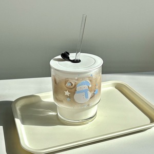 Vaso de Vidrio con Diseño de Muñeco de Nieve Navideño, Taza de Agua <span class=keywords><strong>Kawaii</strong></span> para Niñas, Linda Taza de Vidrio para Beber Café para Estudiantes - Product Image 3