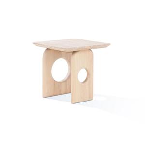 Mesa Consola Minimalista de Madera de MANGO con Recortes Circulares, Acabado Natural Claro, Diseño Moderno Ecológico para Sala de Estar, Hotel, Villa - Product Image 5