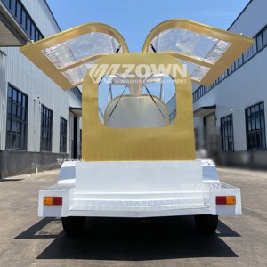 Cercueil ouvert électrique en or blanc avec décor européen en relief et auvent incurvé, véhicule de transport de cercueil ouvert - Product Image 2