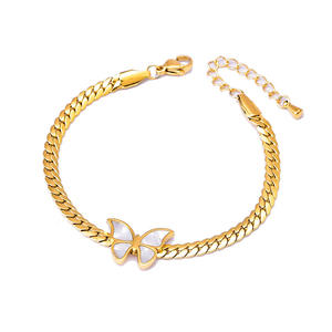 Girl's <b>Bracelet</b> Short Blade Chain <b>Shell</b> Butterfly Collarbone Chain Gold Set Necklace - Product Image 3