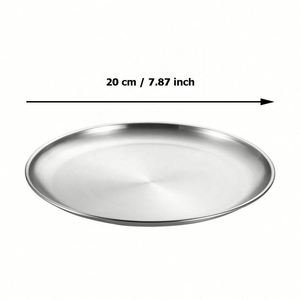 Assiette de service empilable en acier inoxydable 304 sans BPA, durable et réutilisable, 8 pouces, avec logo personnalisé pour enfants - Product Image 2